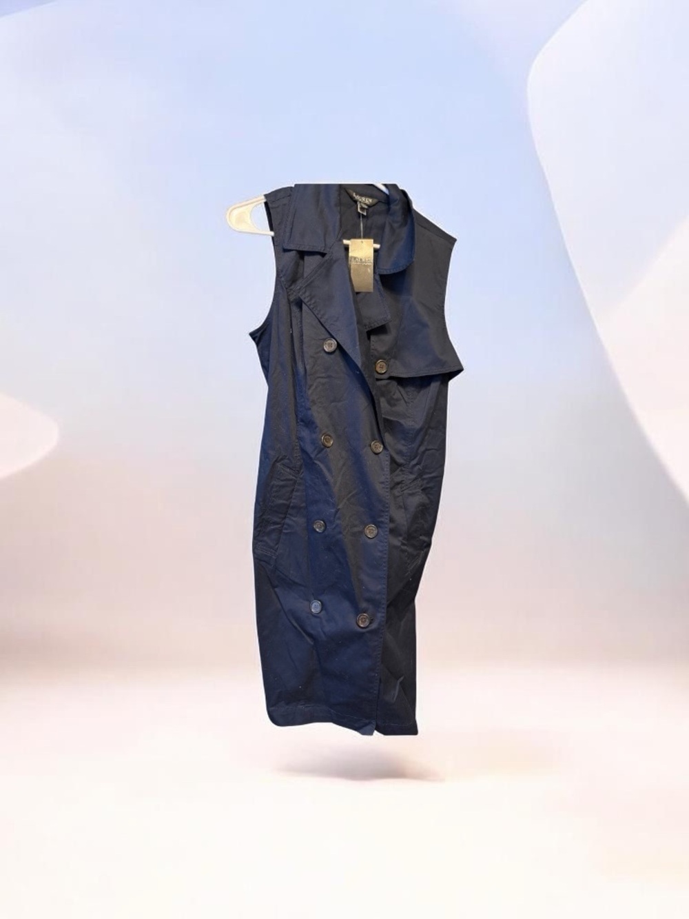 Lauren Ralph Lauren Navy Sleeveless Double-Breasted Trench Dress